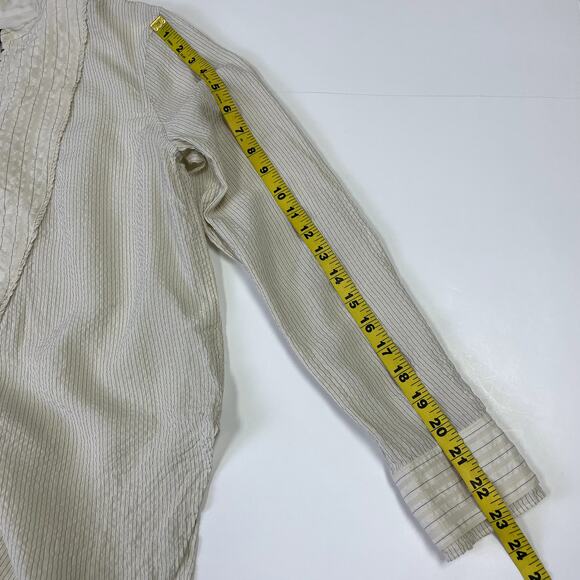 Rag & Bone Alfie Silk Shirt in Beige Stripe S - Picture 16 of 16